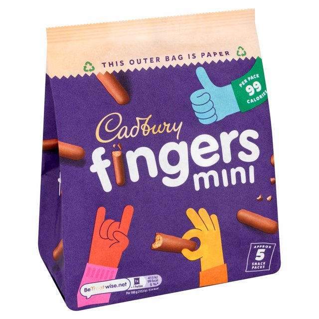 Cadbury Mini Fingers Chocolate Biscuits 5 Snack Packs   96.5g GOODS M&S   