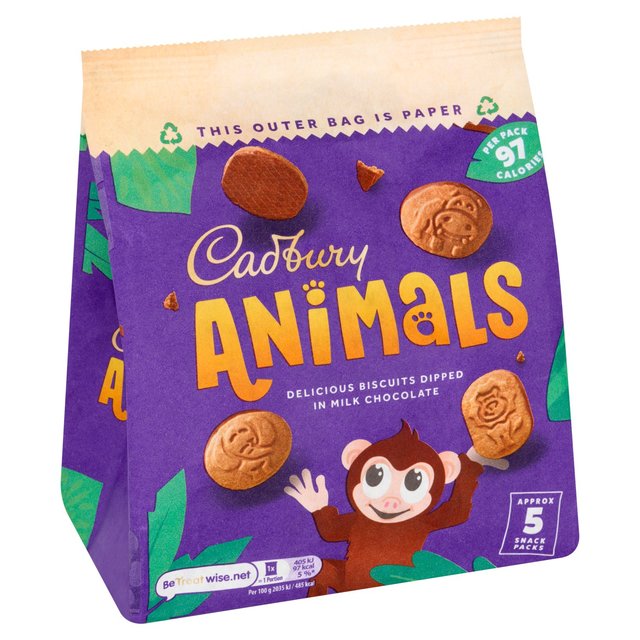 Cadbury Animals Chocolate Biscuits 5 Snack Packs   99.5g GOODS M&S   