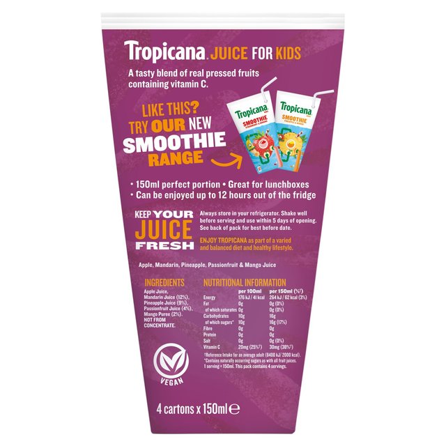 Tropicana Kids Tropical Fruit Juice    4 x 150ml