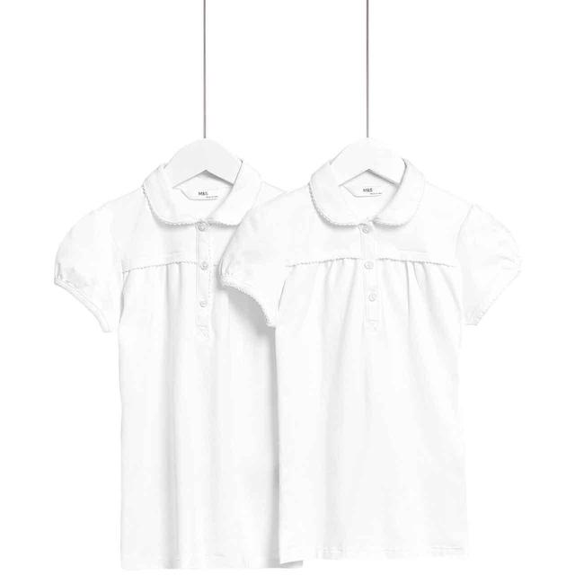 M&S Girls Regular School Polo 13-14 Years White   2 per pack