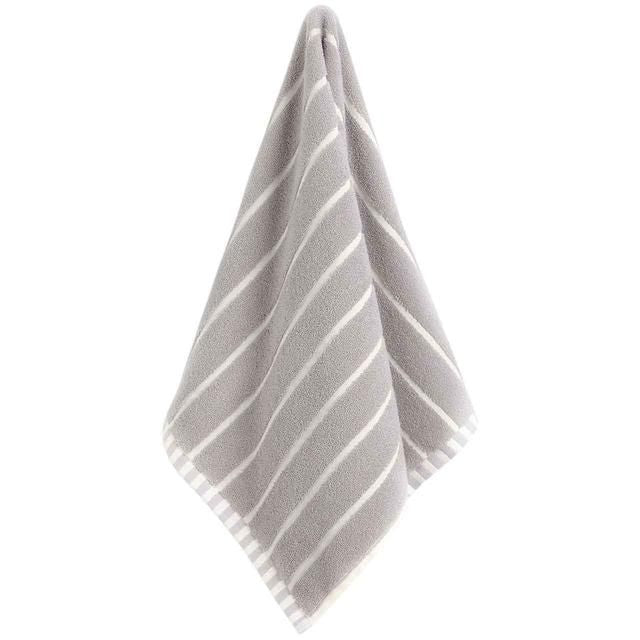 M&S Pure Cotton Carved Stripe Extra Large Towel Light Grey