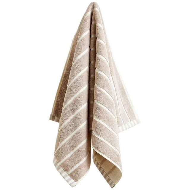 M&S Pure Cotton Carved Stripe Hand Towel Natural