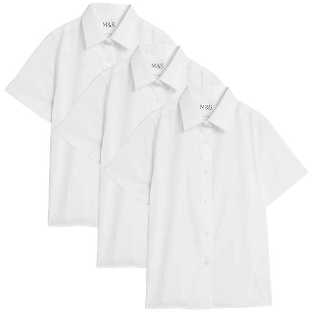 M&S Girls School Shirts 3-4 Years White   3 per pack GOODS M&S   