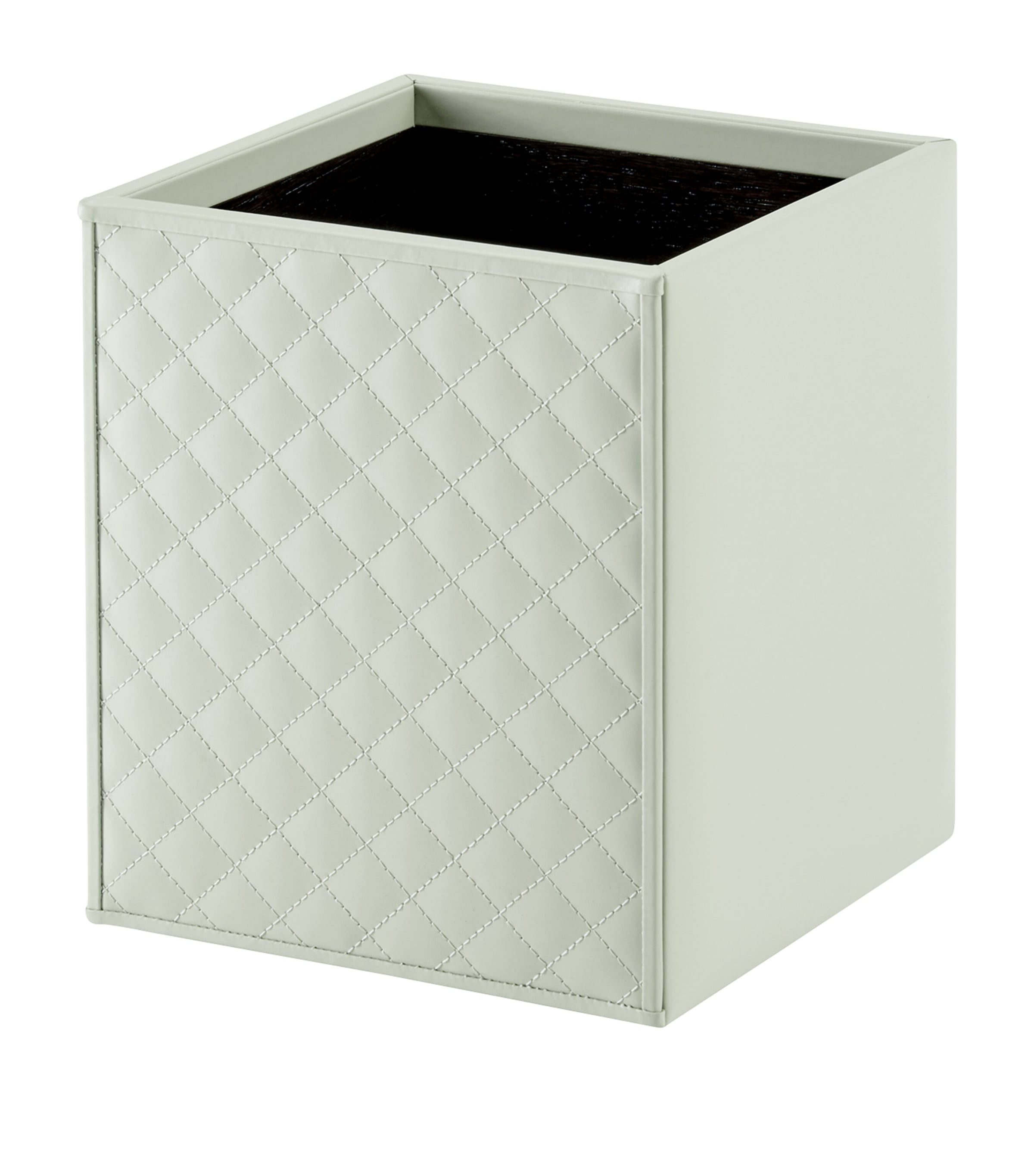 Riviere leather waste basket with quilted diamond pattern 23cm high, imported from the UK