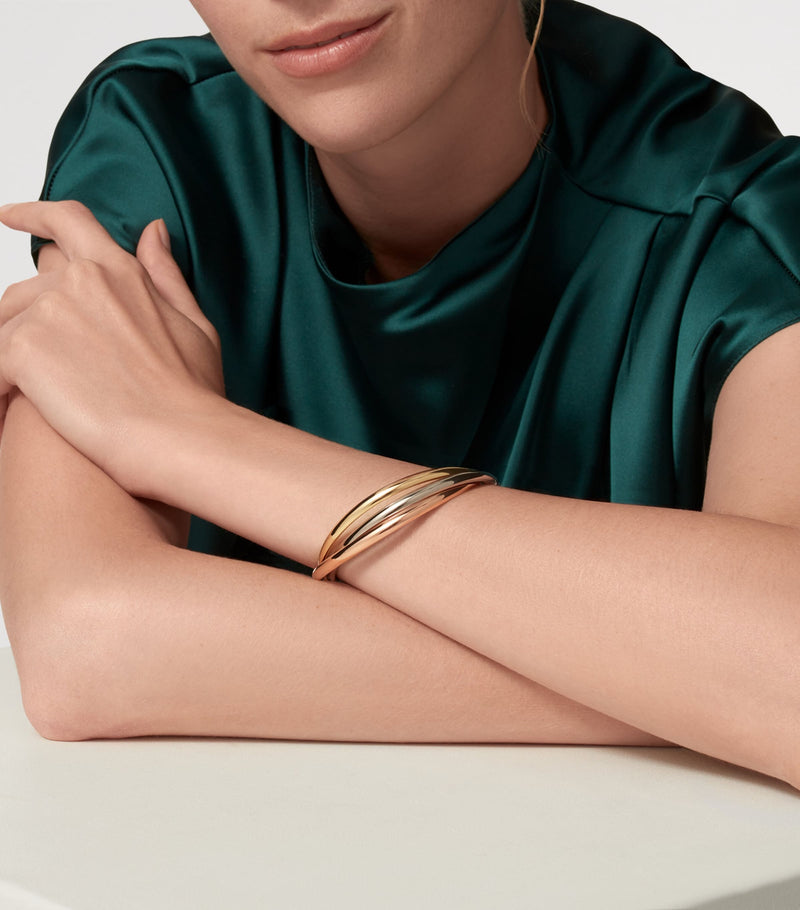 Cartier large Trinity bracelet white rose yellow gold 4.4mm (British brand)