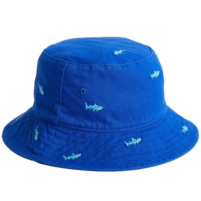 M&S Shark Embroidery Bucket 12-18 Months Cobalt