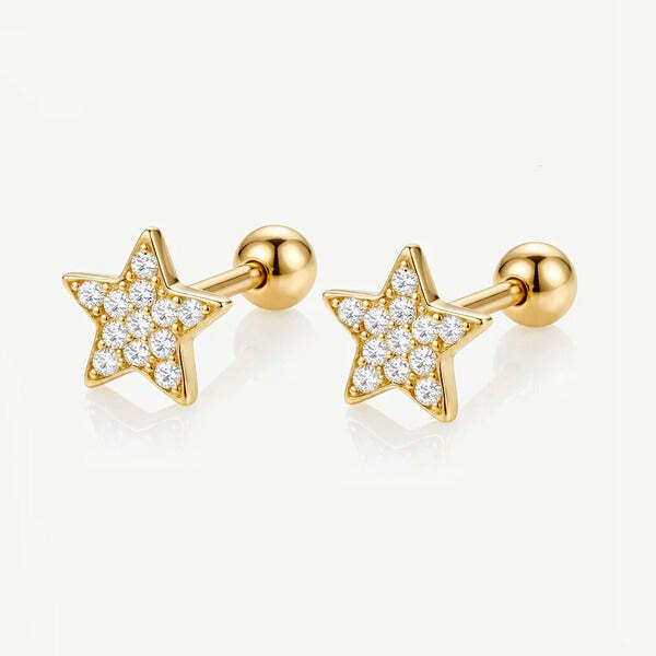 MUCHV dainty gold star earrings 0.6cm (British brand)