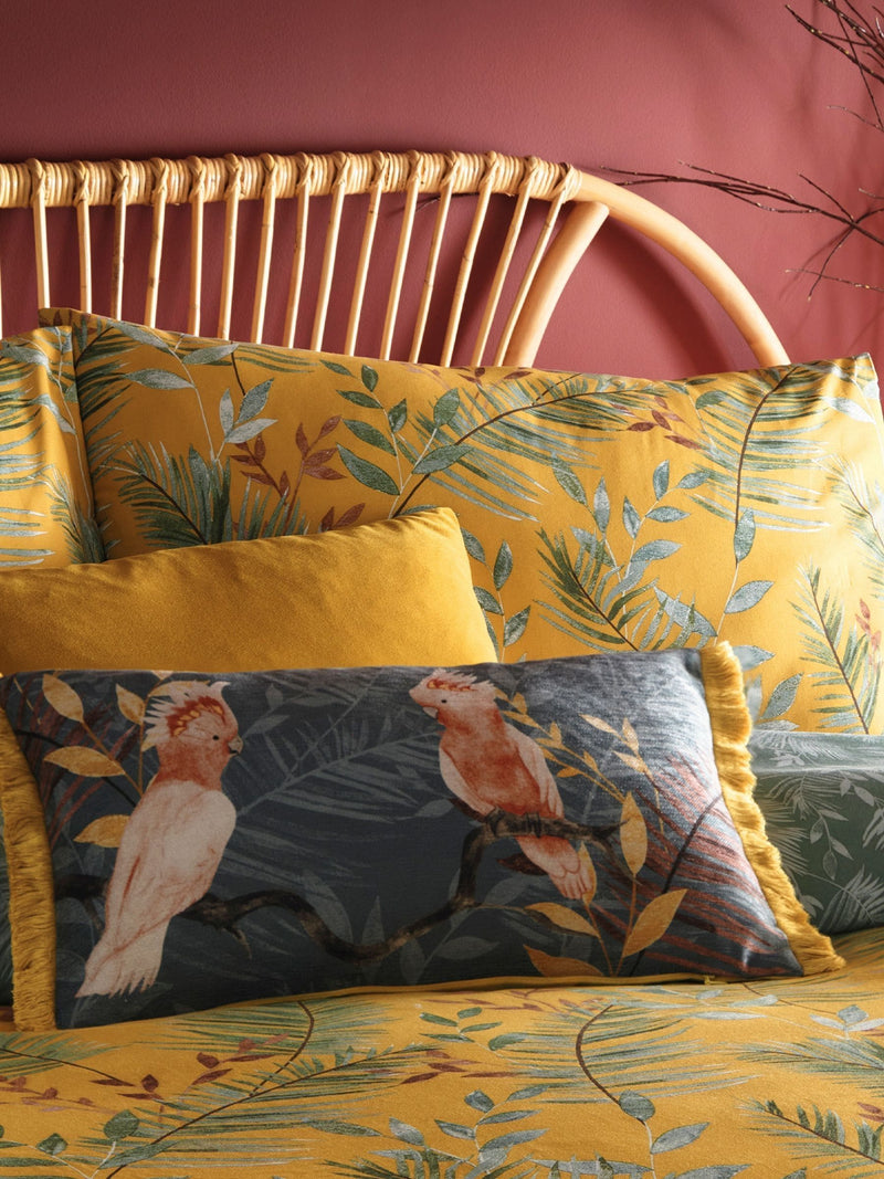 Furn Mustard Yellow Mazari reversible duvet cover and pillowcase set - British product