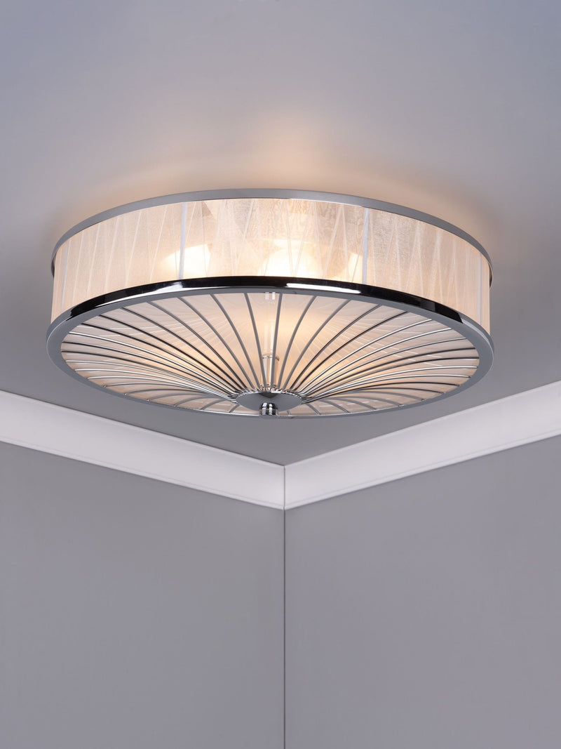 Dar Lighting Silver Oslo ceiling light, imported from the UK