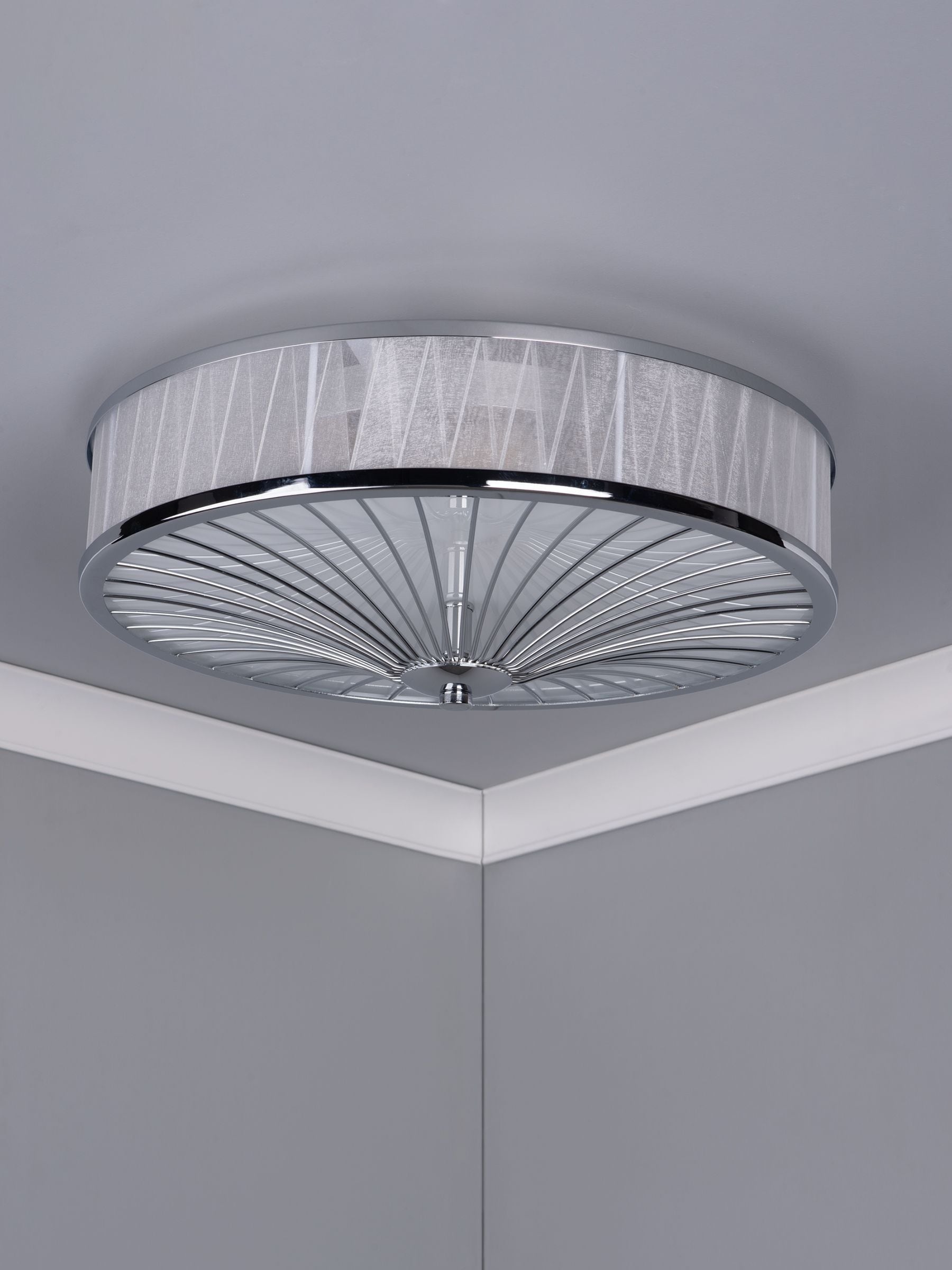 Dar Lighting Silver Oslo ceiling light, imported from the UK