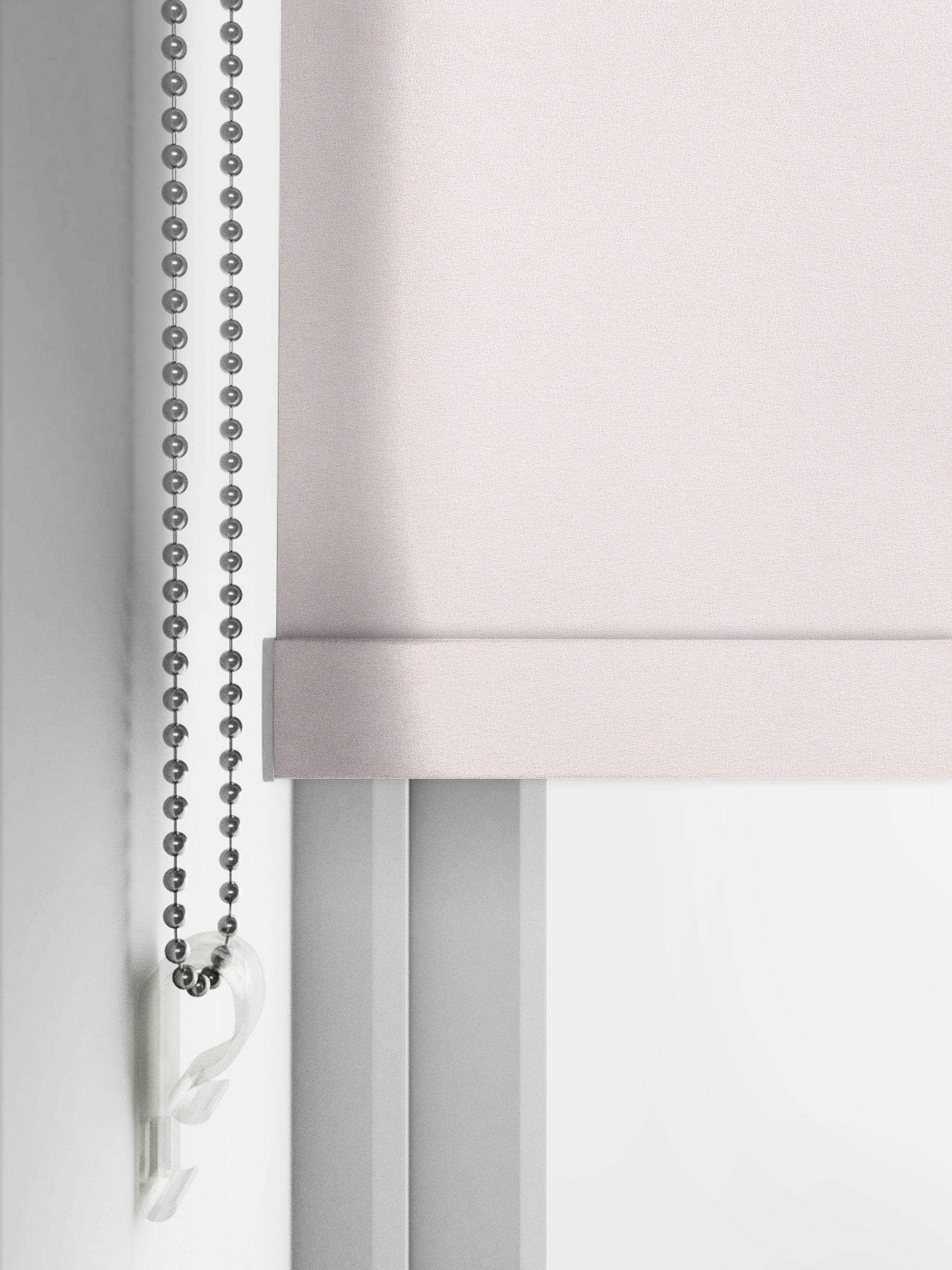 Blush pink Sammi blackout roller blind, imported from the UK