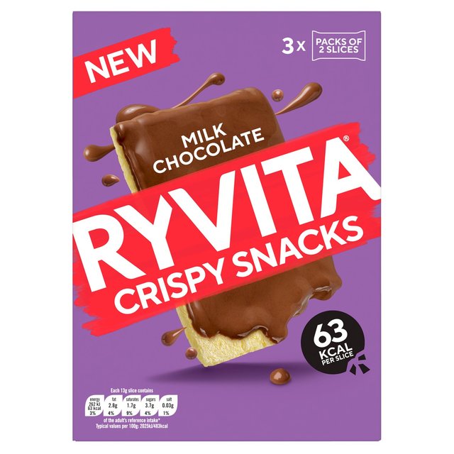 Ryvita Crispy Snacks Milk Chocolate Snack Packs   3 x 26g