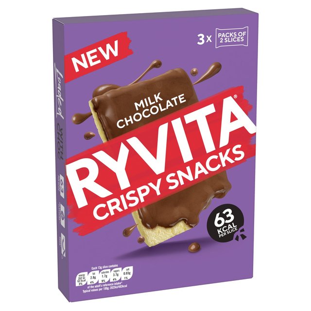 Ryvita Crispy Snacks Milk Chocolate Snack Packs   3 x 26g GOODS M&S   