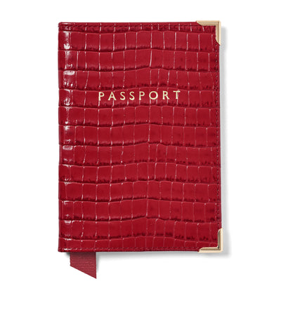 Harrods Aspinal of London Croc-Embossed Leather Passport Cover- Buy online at McGrocer