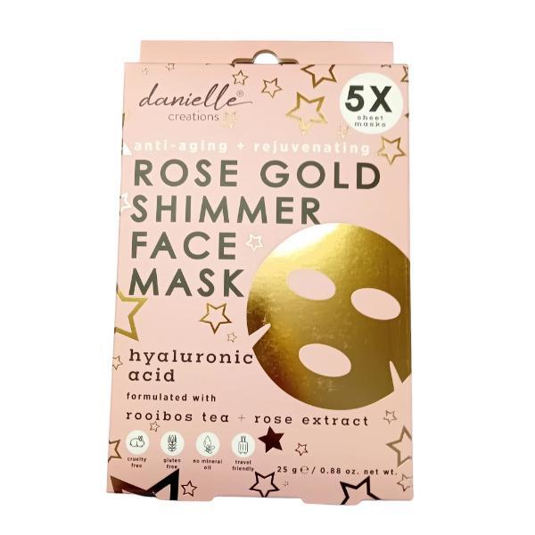 Danielle Creations rose gold shimmer sheet mask 5 pack - British product