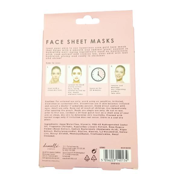 Danielle Creations rose gold shimmer sheet mask 5 pack - British product