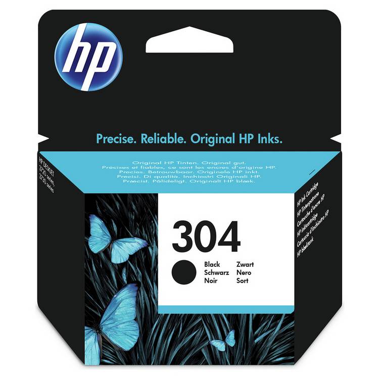 HP 304 black original ink cartridge (British brand)