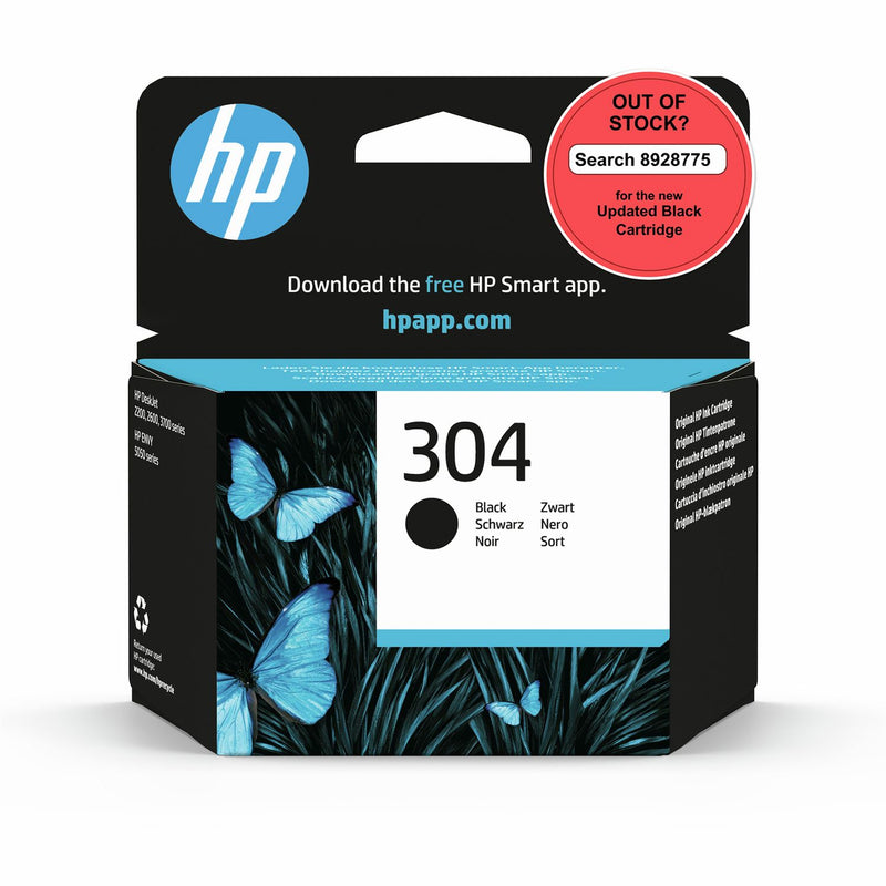 HP 304 black original ink cartridge (British brand)