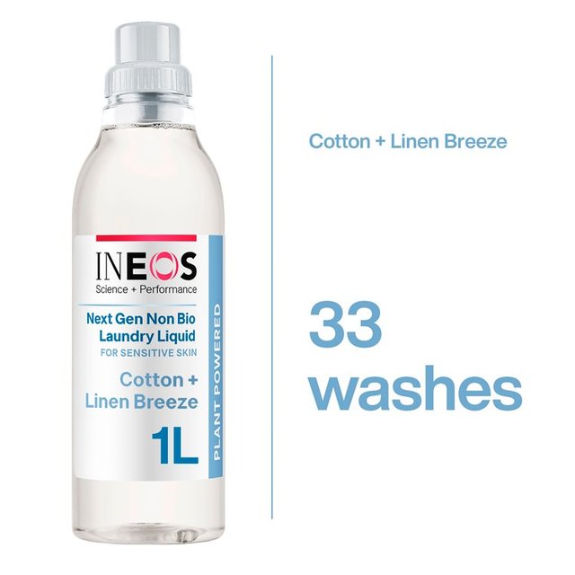 INEOS Non Bio Laundry Liquid Detergent Cotton + Linen Breeze 33 Washes    1000ml GOODS M&S   