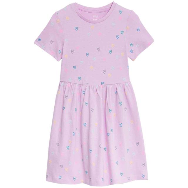 M&S Cotton Rich Dress 2-7 Years Pink GOODS M&S   