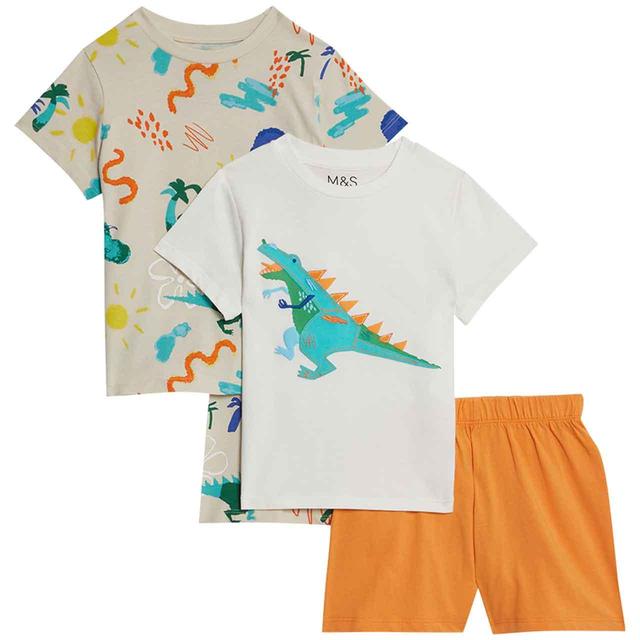 M&S 2pk Dino Doodle Shorties 2-7 Years Orange GOODS M&S   