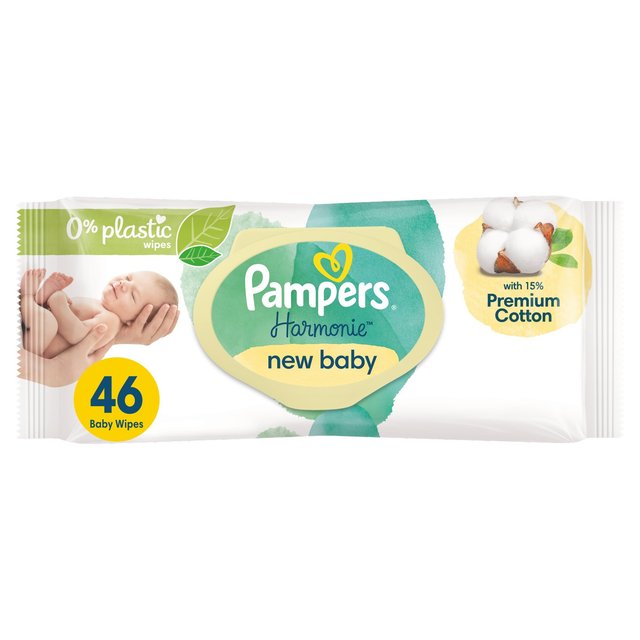 Pampers Harmonie New Baby Plastic Free Baby Wipes   46 per pack GOODS M&S   