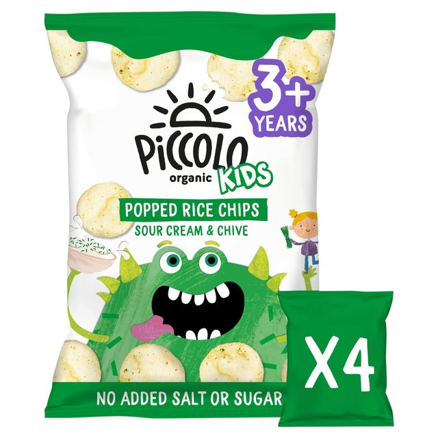 Piccolo Organic Kids Popped Rice Chips Sour Cream   4 x 20g