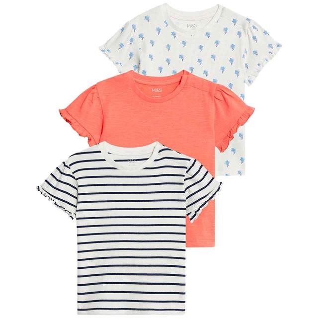 M&S Short Sleeve Frilly Tops 0-3 Years Patterned GOODS M&S   