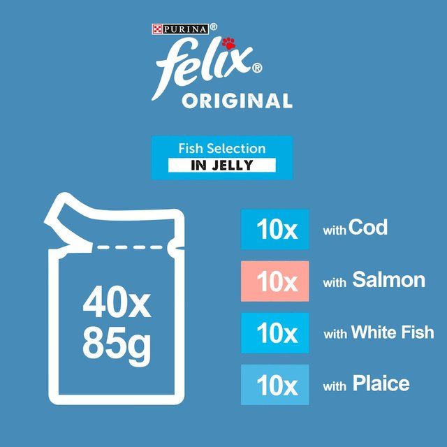 Felix Original Fish Selection in Jelly Wet Cat Food   40 x 85g GOODS M&S   