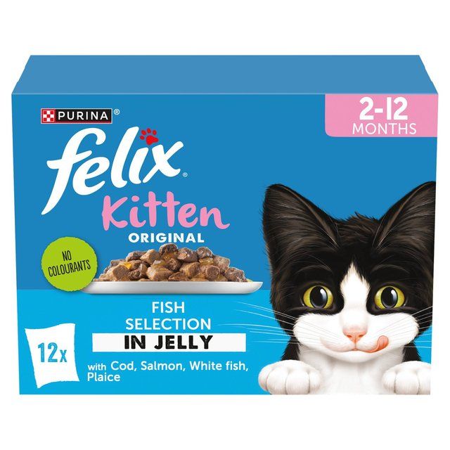 Felix Original Kitten Fish Selection in Jelly Wet Cat Food   12 x 85g GOODS M&S   