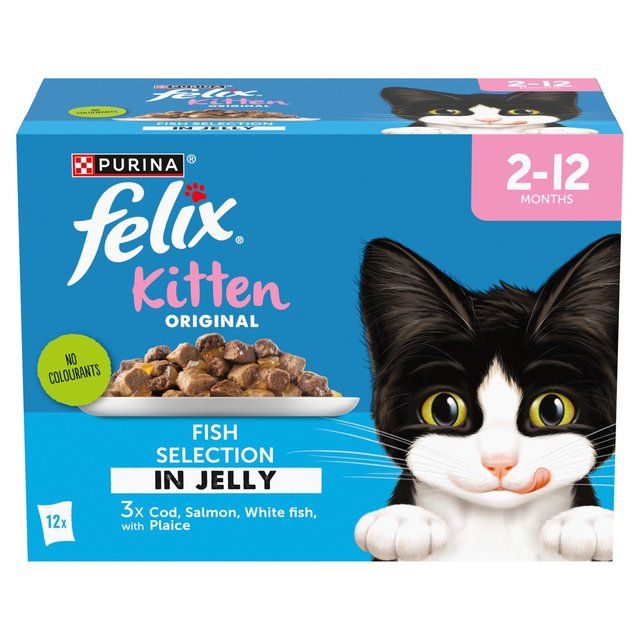 Felix Original Kitten Fish Selection in Jelly Wet Cat Food   12 x 85g GOODS M&S   