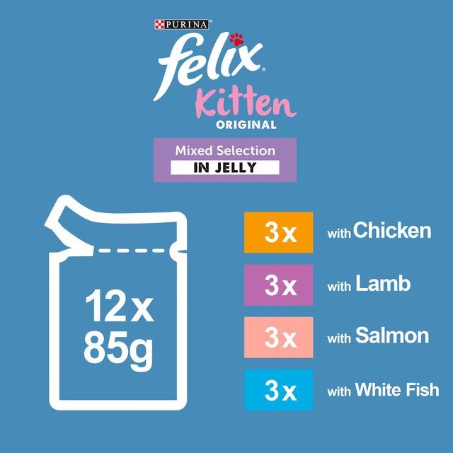 Felix Original Kitten Mixed Selection in Jelly Wet Cat Food   12 x 85g GOODS M&S   