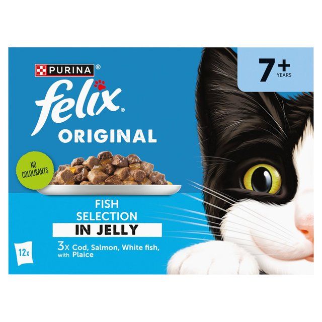 Felix Original Cat Food Senior 7+ Fish Selection in Jelly Wet Cat Food   12 x 85g GOODS M&S   