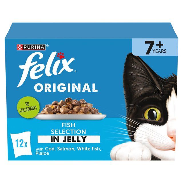 Felix Original Cat Food Senior 7+ Fish Selection in Jelly Wet Cat Food   12 x 85g GOODS M&S   