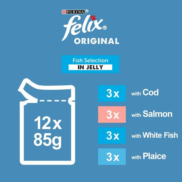 Felix Original Cat Food Senior 7+ Fish Selection in Jelly Wet Cat Food   12 x 85g GOODS M&S   