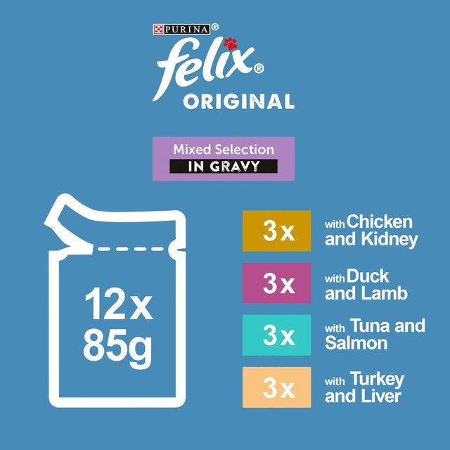 Felix Original Mixed Selection in Gravy Wet Cat Food   12 x 85g GOODS M&S   