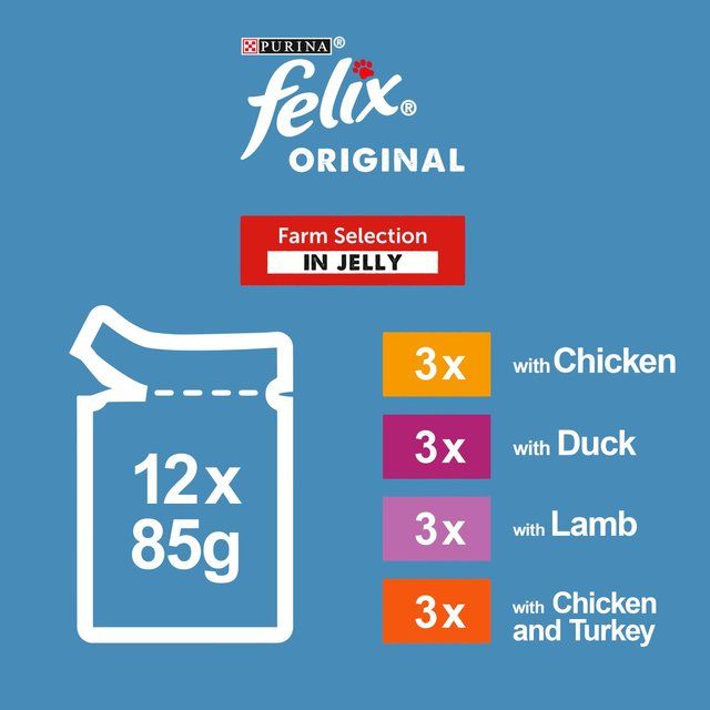 Felix Original Farm Selection in Jelly Wet Cat Food   12 x 85g GOODS M&S   