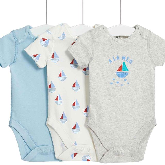 M&S Nautical Bodysuits Newborn-3 Years Ecru