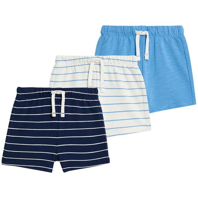 M&S Pure Cotton Striped Shorts 0-3 Years Blue GOODS M&S   