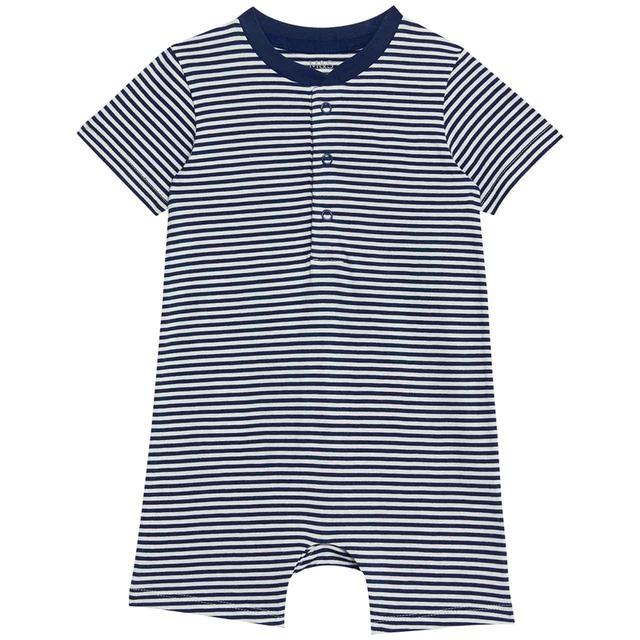 M&S Pure Cotton Striped Romper 0-3 Years Navy GOODS M&S   