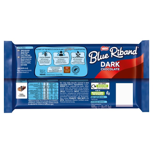 Blue Riband Dark Chocolate Biscuit Bars Multipack   6 x 17.5g GOODS M&S   