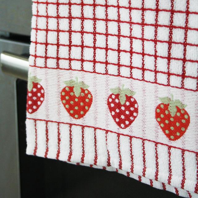 Poli-dri Jacquard Strawberries Tea Towel GOODS M&S   