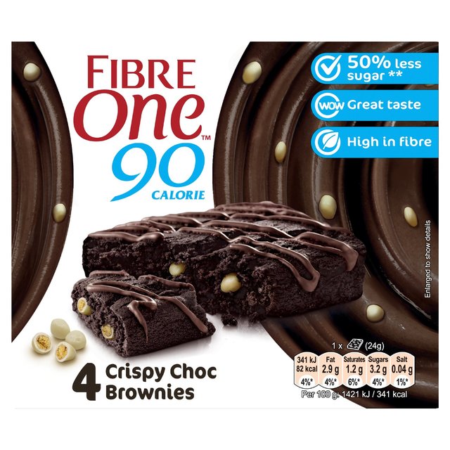 Fibre One 90 Calorie Crispy Choc Brownies   4 x 24g GOODS M&S   