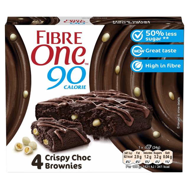 Fibre One 90 Calorie Crispy Choc Brownies   4 x 24g GOODS M&S   