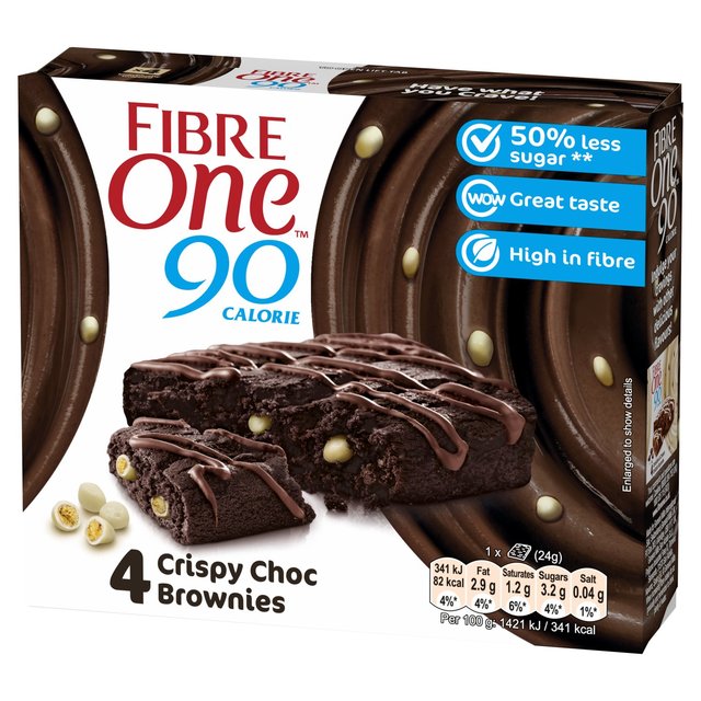 Fibre One 90 Calorie Crispy Choc Brownies   4 x 24g GOODS M&S   