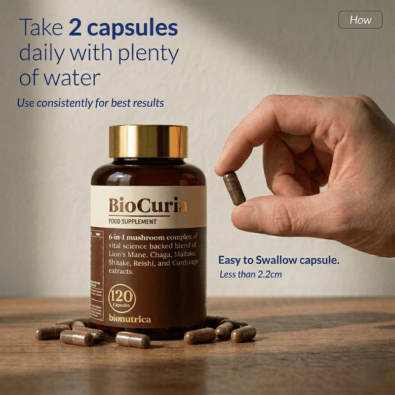 Bionutrica BioCuria mushroom complex 120 capsules, UK version