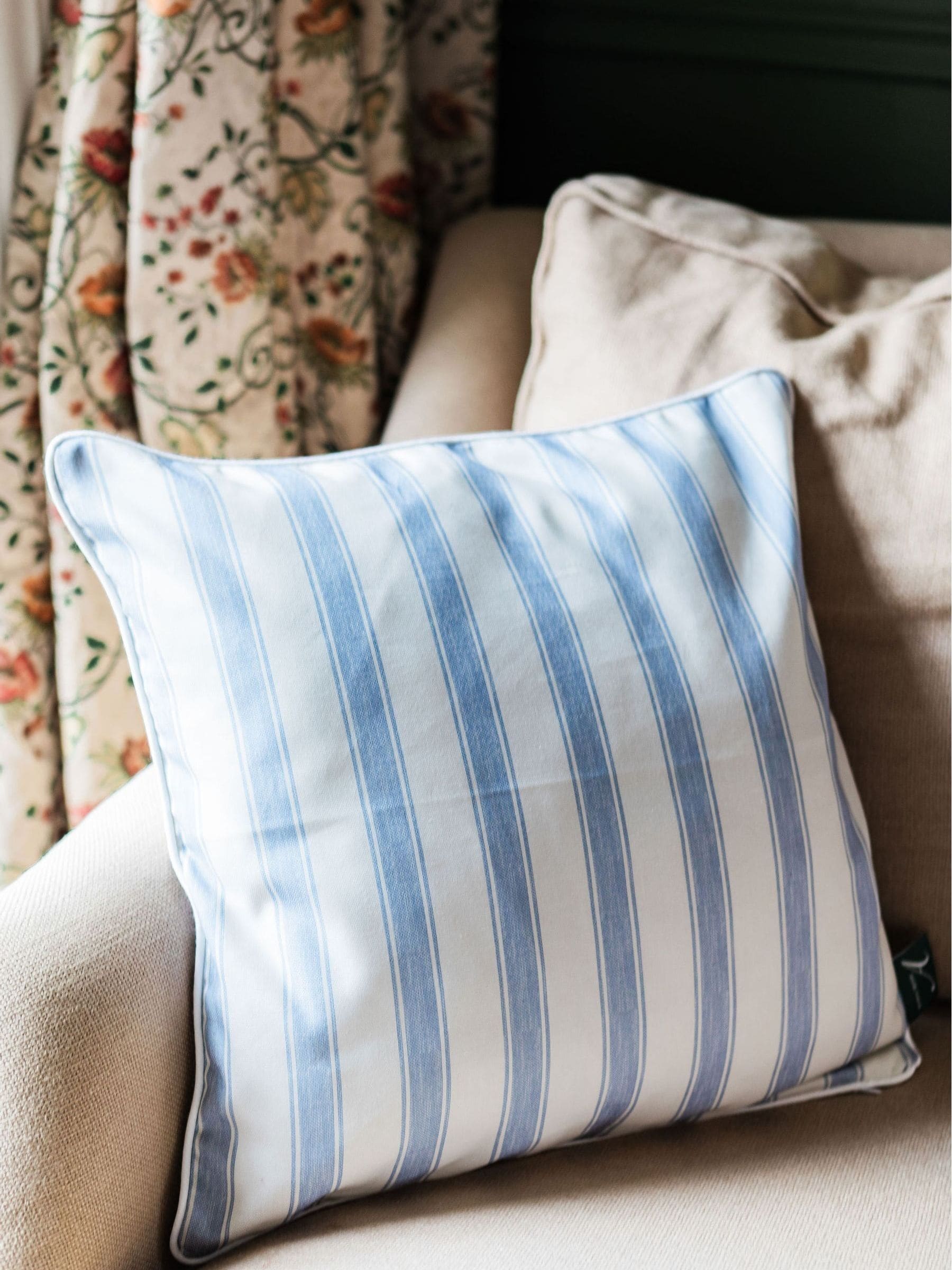 Avalon Home mid blue stripe cushion cover 45x45cm, UK version