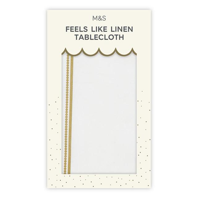 M&S White & Gold Feels Like Linen Tablecloth