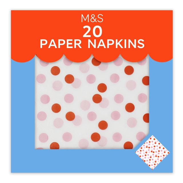 M&S Pink Spotty Paper Napkins   20 per pack GOODS M&S   