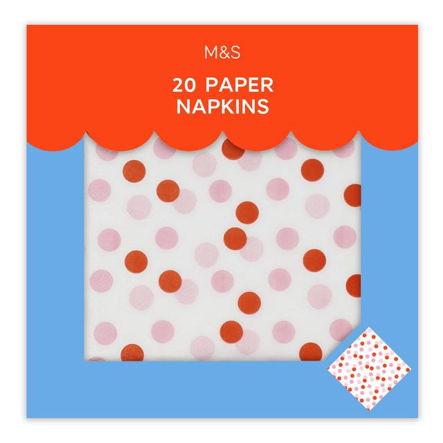 M&S Pink Spotty Paper Napkins   20 per pack GOODS M&S   